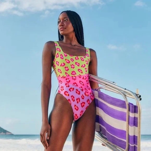 Farm Rio Colorful Leopard Print Swimsuit - Picture 1 of 5